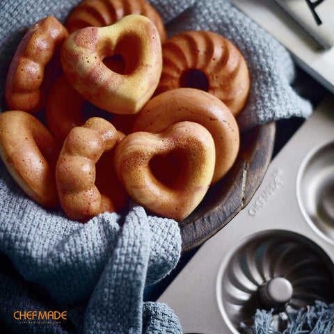 CHEFMADE donut mold easy-release design makes cleanup simple after bakes.