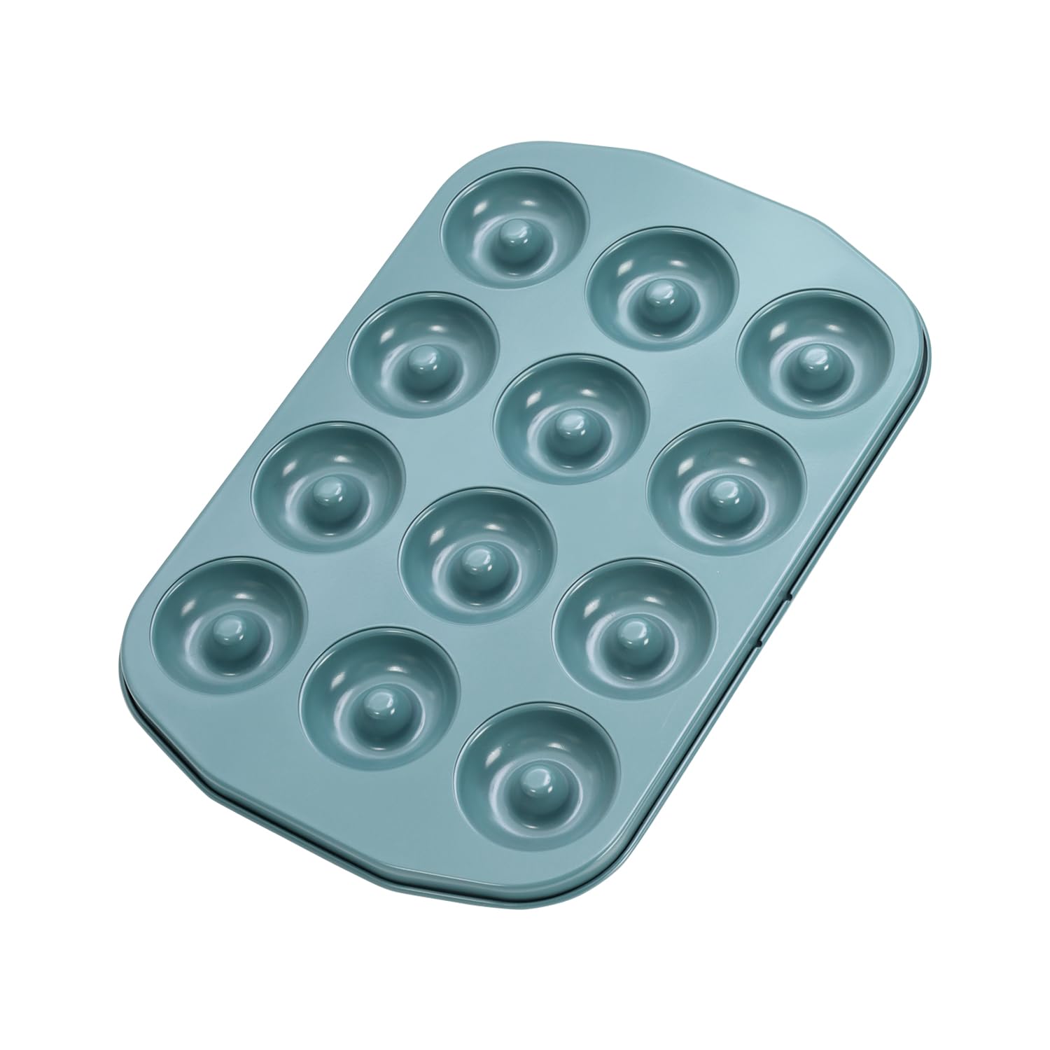CHEFMADE Donut Pan mini 12-cavity front view showing sturdy green bakeware for even baking