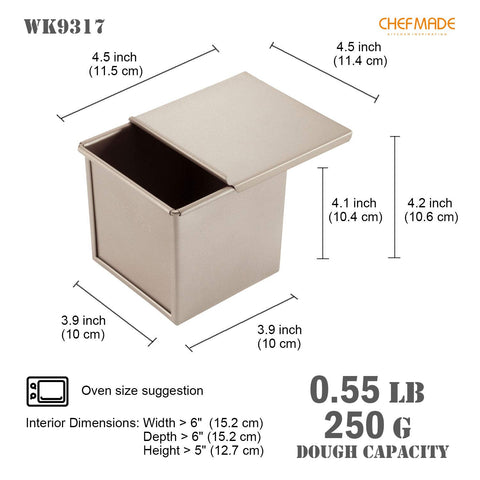 CHEFMADE Mini Pullman Loaf Pan coating close-up highlights non-stick surface for easy release.
