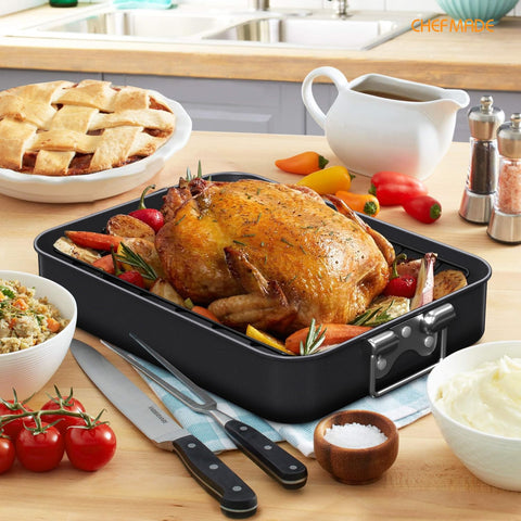CHEFMADE non-stick coating eases release and quick cleanup after roasting.