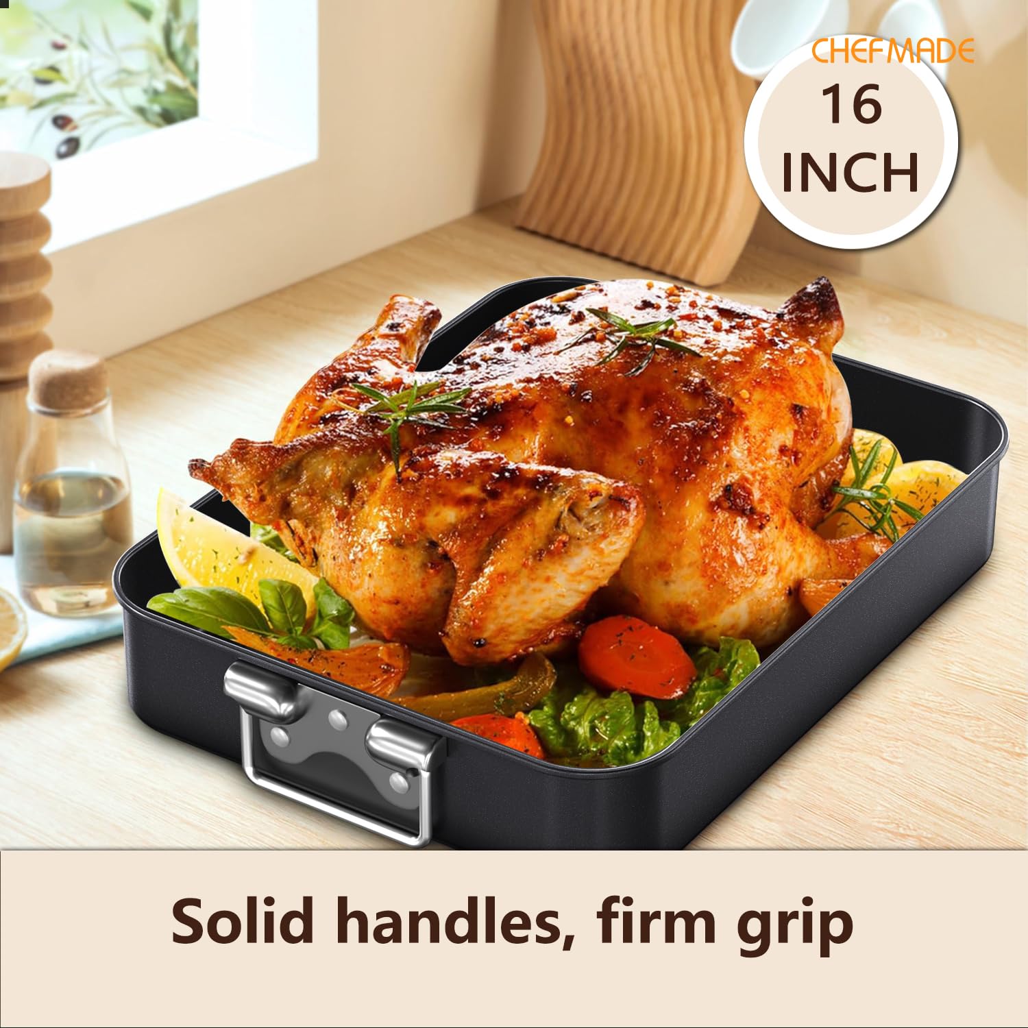 Ideal for turkey, lasagna, and roasted vegetables with ample space.