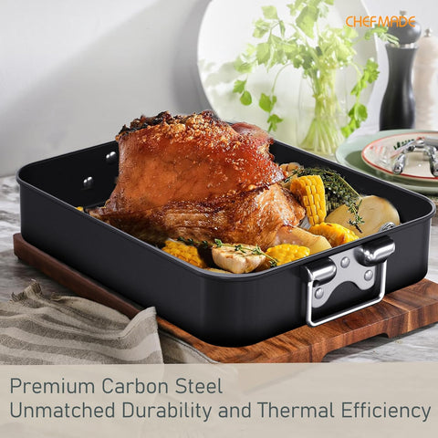CHEFMADE rugged design with reinforced edges and sturdy handles for safe transfers.