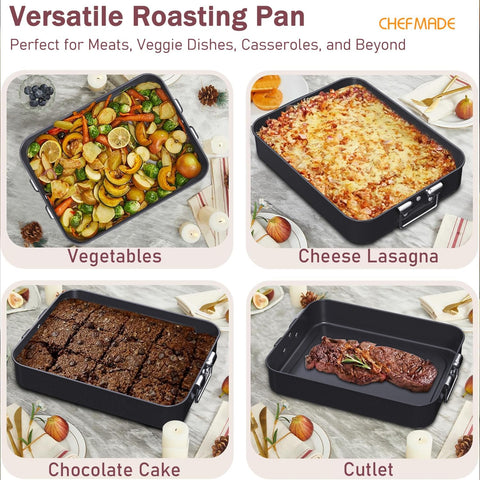 CHEFMADE versatile pan supports veggies, casseroles, or bread.