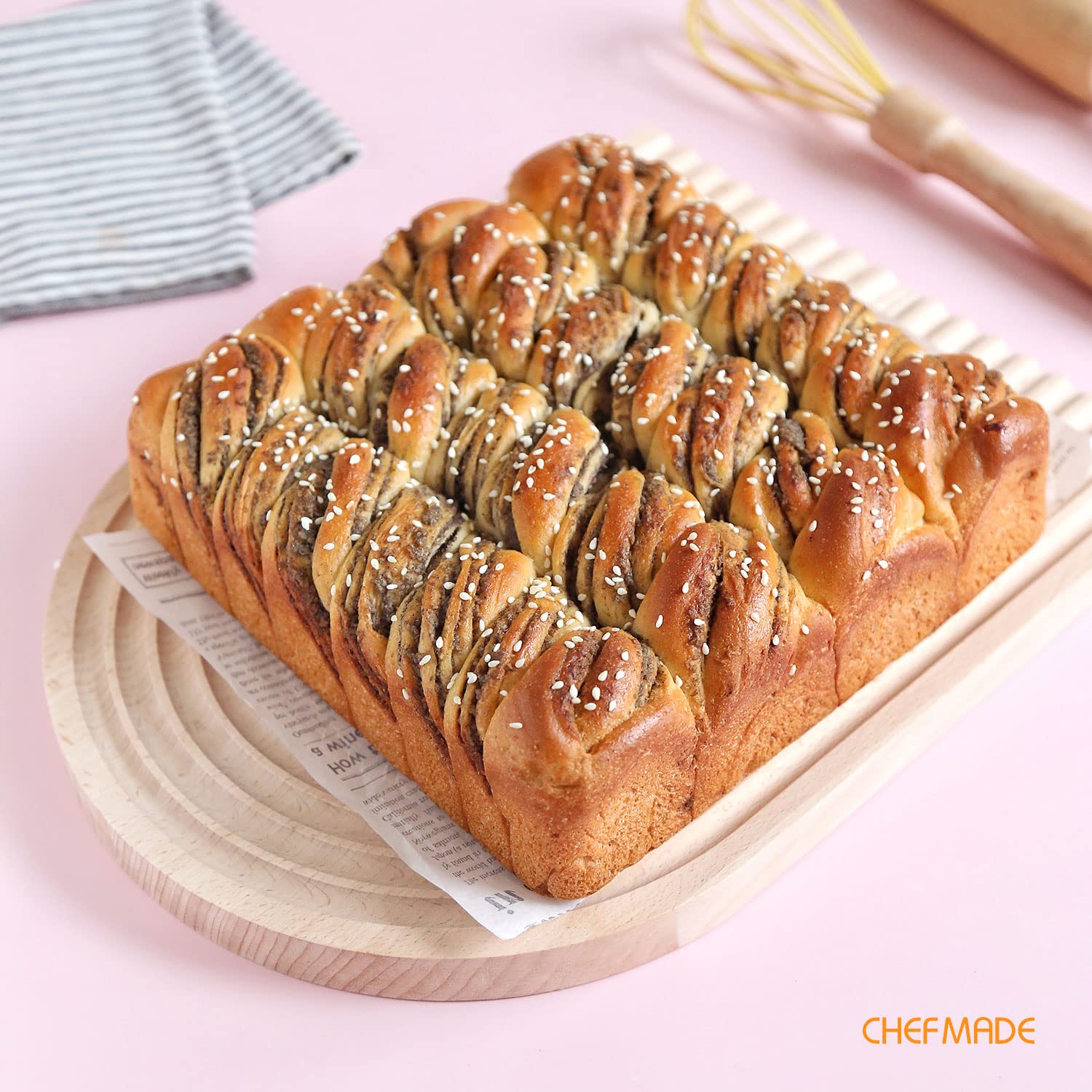 CHEFMADE square cake pan close-up showing smooth nonstick surface for cleanup.