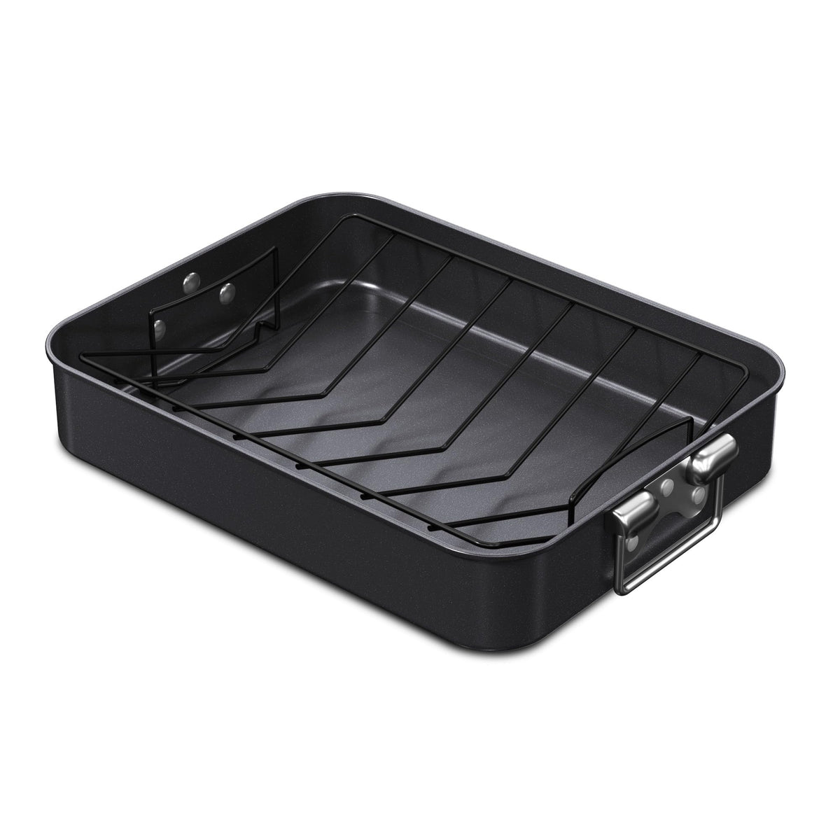 CHEFMADE turkey roasting pan with V rack for even browning and drainage.
