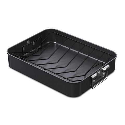 CHEFMADE turkey roasting pan with V rack for even browning and drainage.