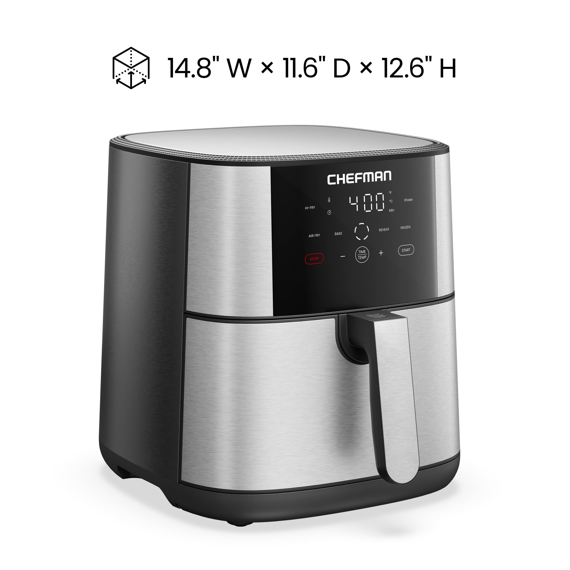 Chefman 8 Qt Air Fryer easy-clean design supports quick cleanup after meals.