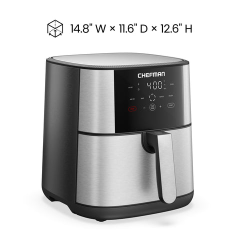 Chefman 8 Qt Air Fryer easy-clean design supports quick cleanup after meals.