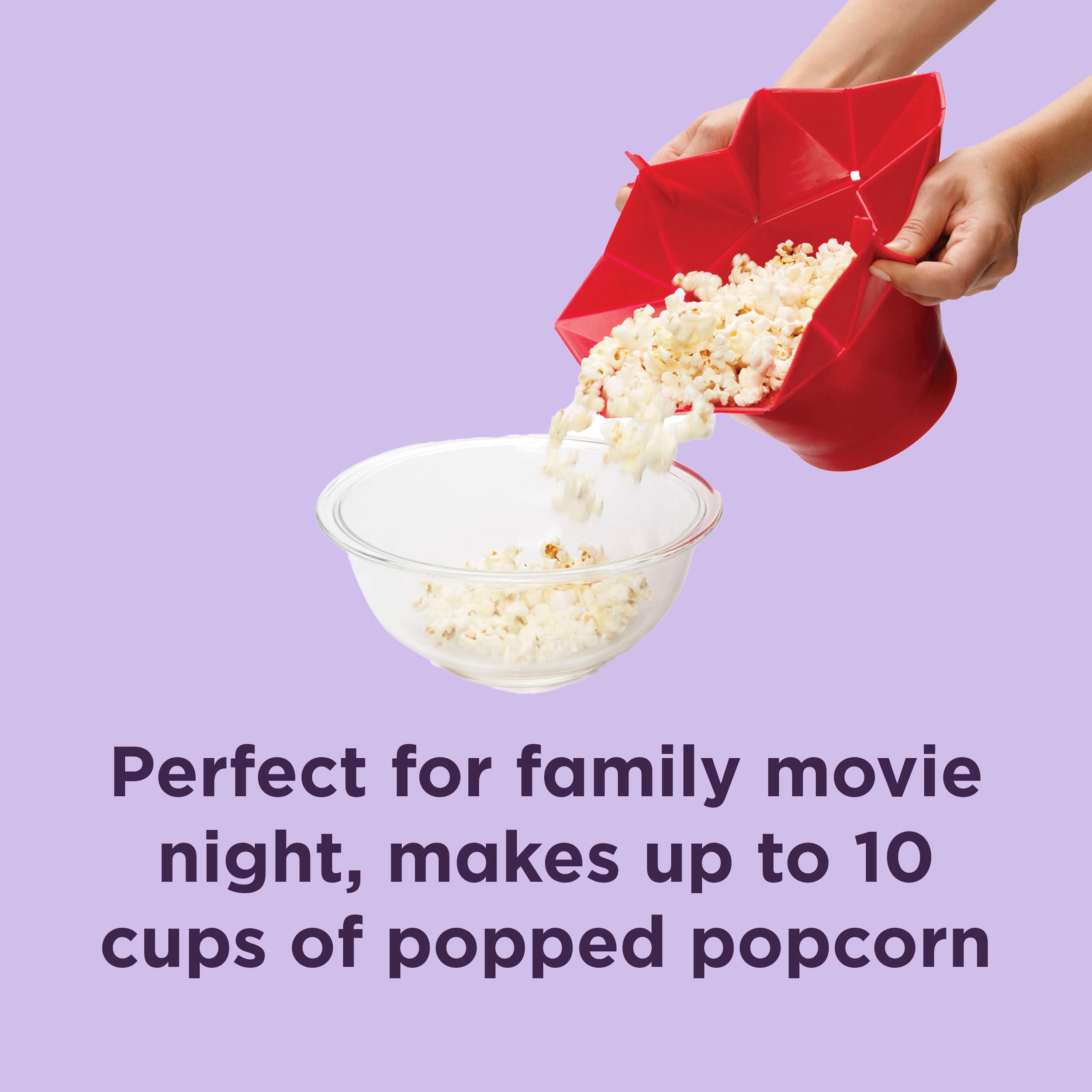 Chef'n PopTop bottom cup holds kernels up to 5 tbsp for quick batches