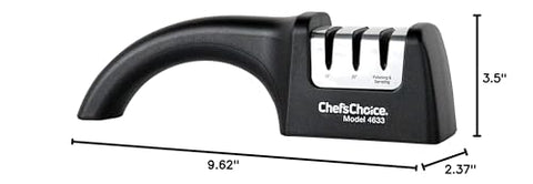 Chef'sChoice AngleSelect 3-stage sharpening action demonstrates full blade edge