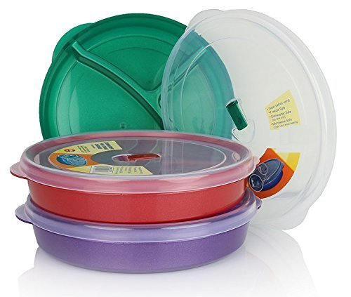 Chef's Choice Regent microwave tray with vented lid, ideal for portioned meals.