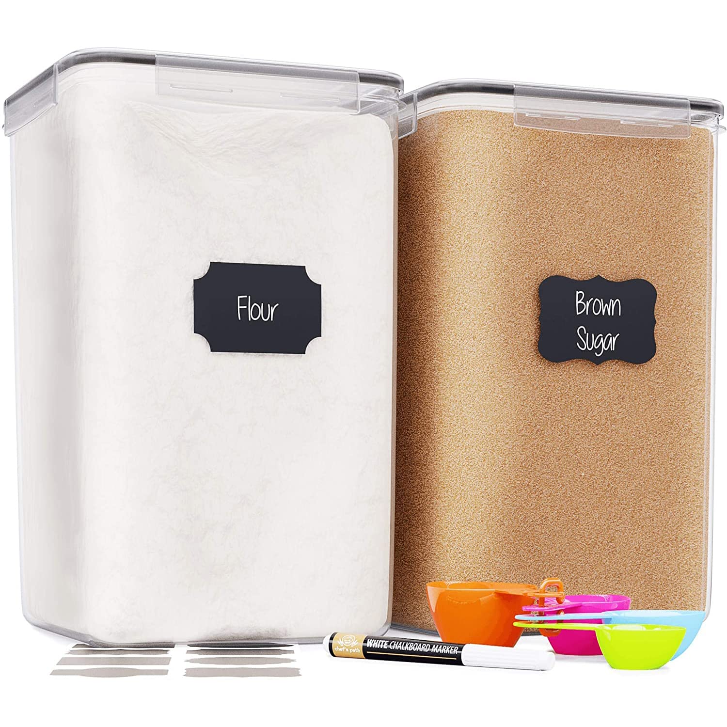 Chef's Path 2-pack extra-large container with clear lid, ideal for bulk flour storage.
