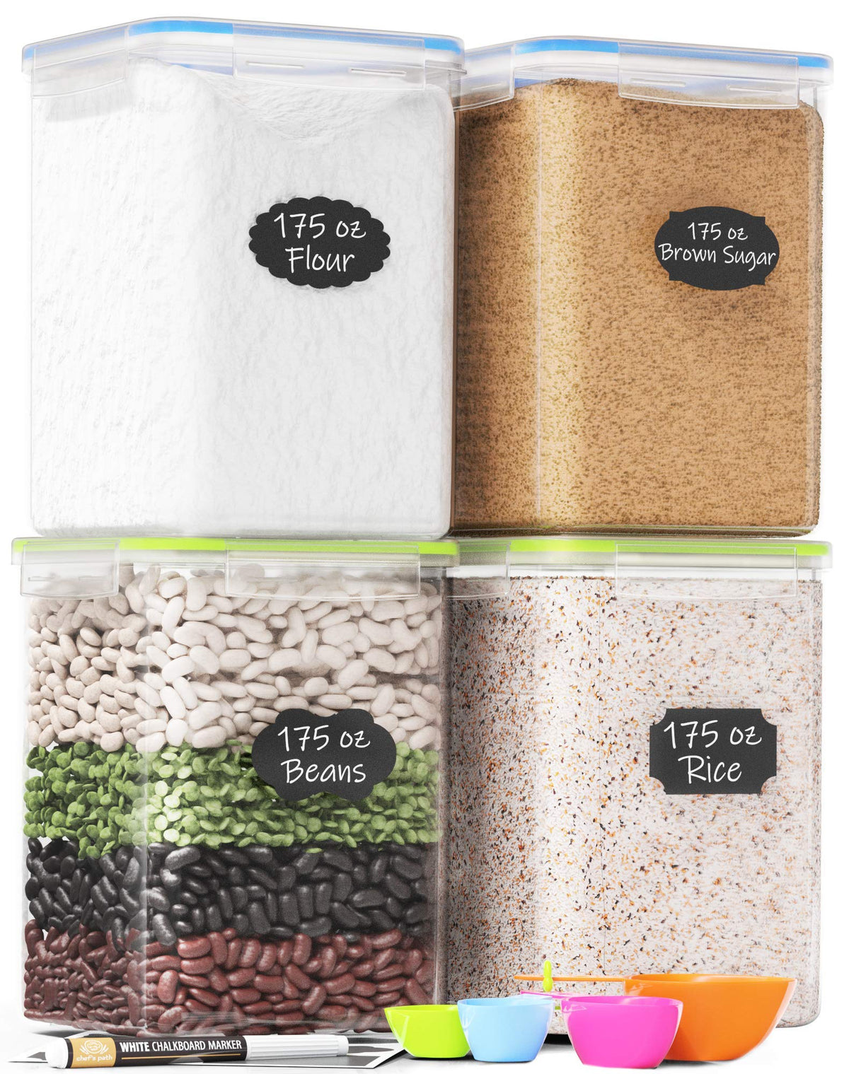 Chef's Path airtight storage jars set neatly organized for pantry storage