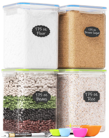 Chef's Path airtight storage jars set neatly organized for pantry storage