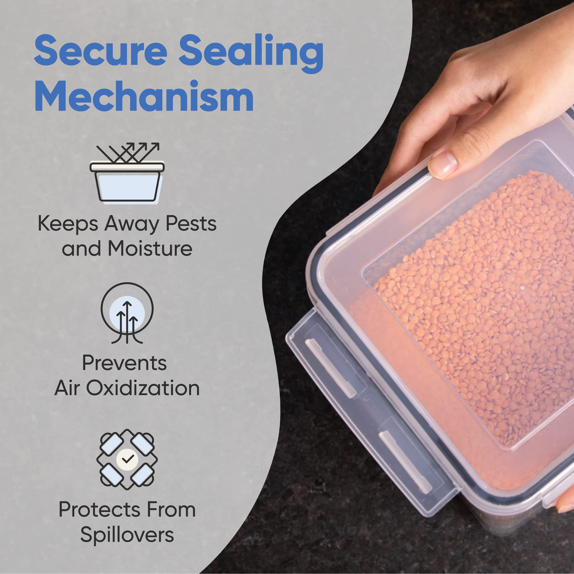 Chef's Path BPA-free plastic resists stains and odors for daily pantry use.