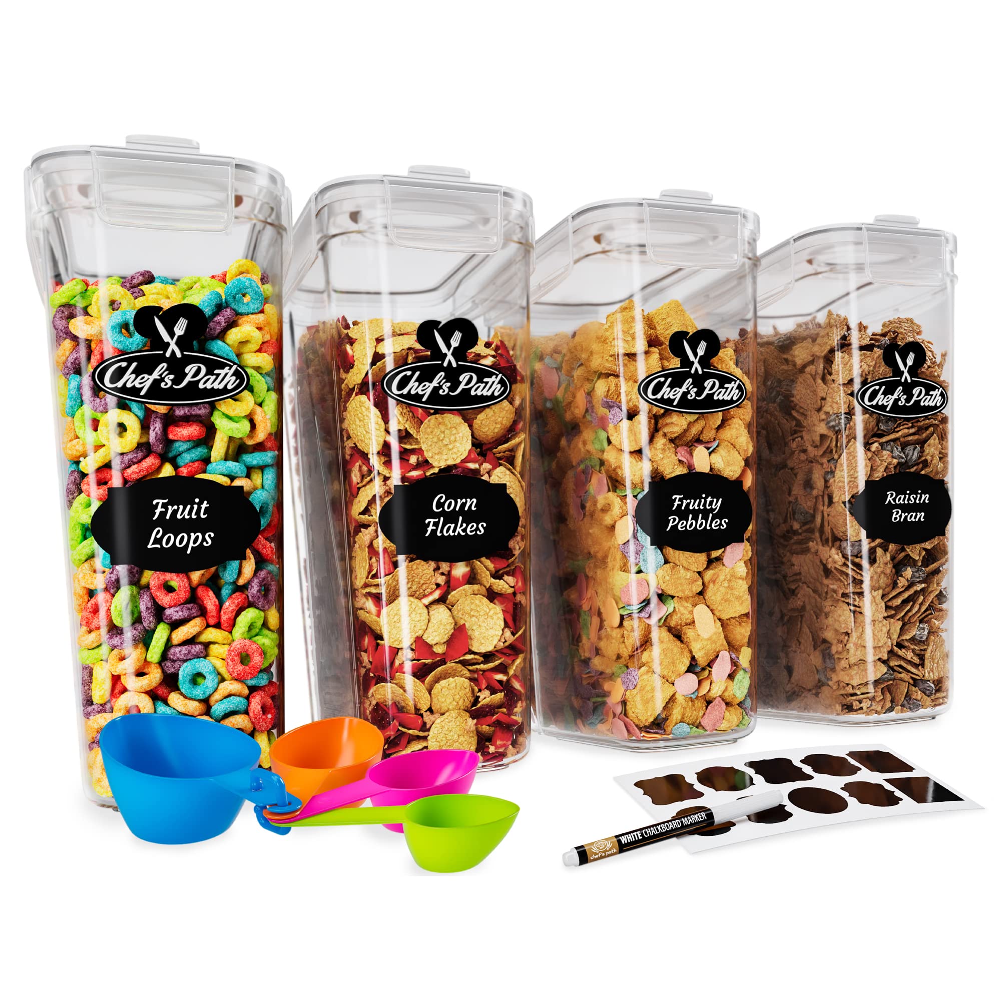 Chef's Path 4L cereal container front view keeps cereals fresh and organized.