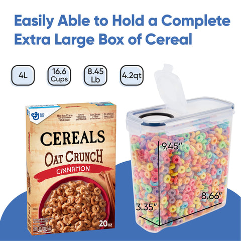 Chef's Path 4L cereal container with pour spout for easy serving.