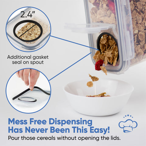Chef's Path 4L cereal container with side-lock lids keeps moisture out.
