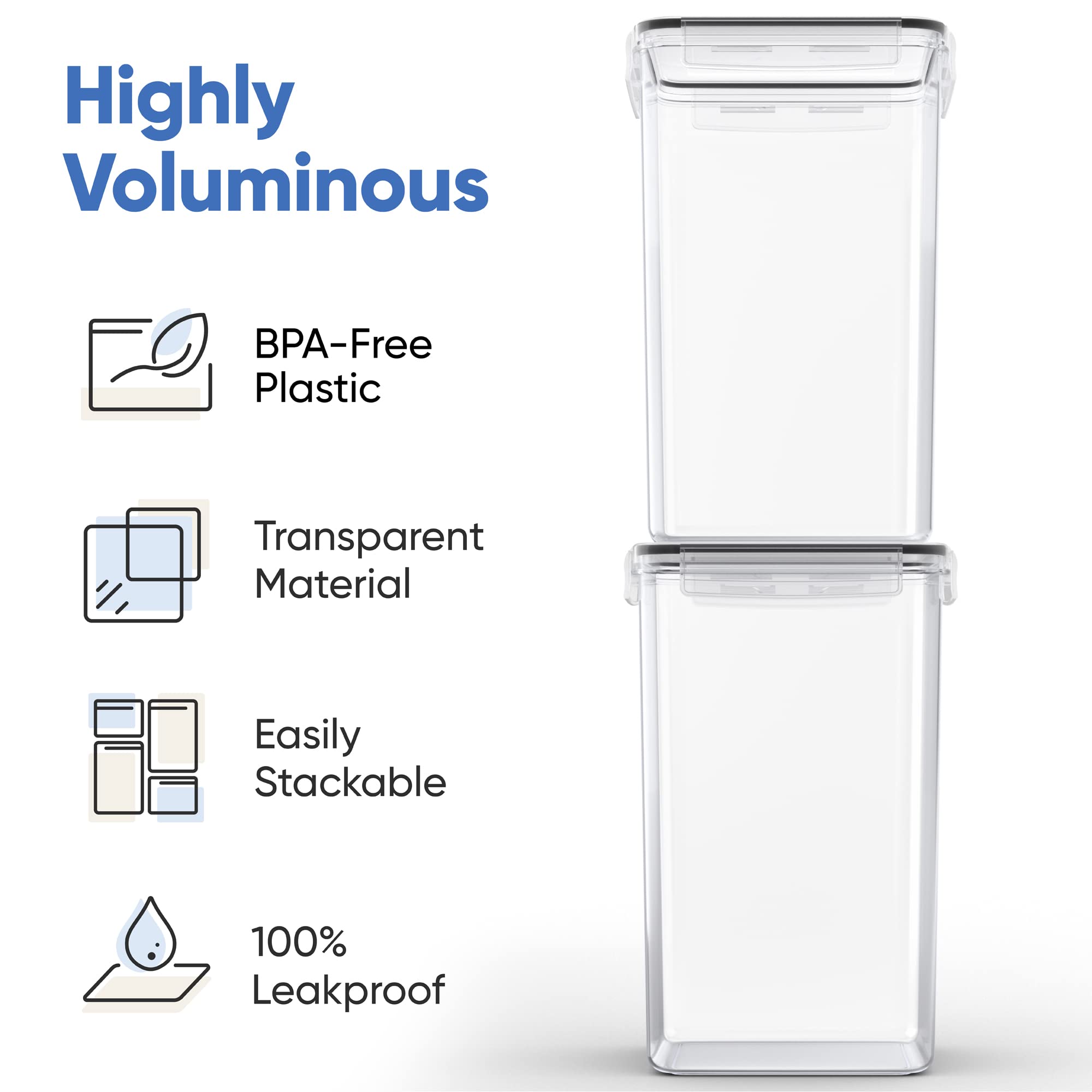 Chef's Path clear, stackable canisters save space and help identify contents at a glance.