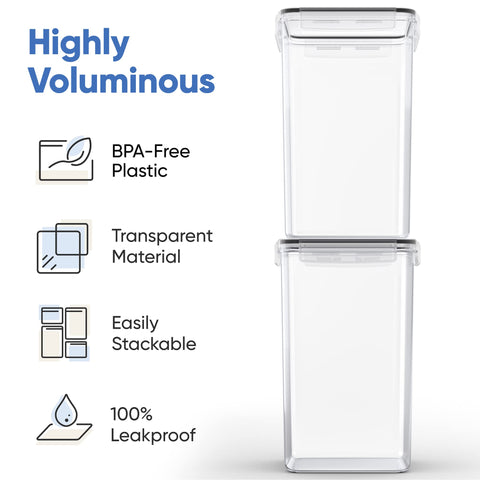 Chef's Path clear, stackable canisters save space and help identify contents at a glance.