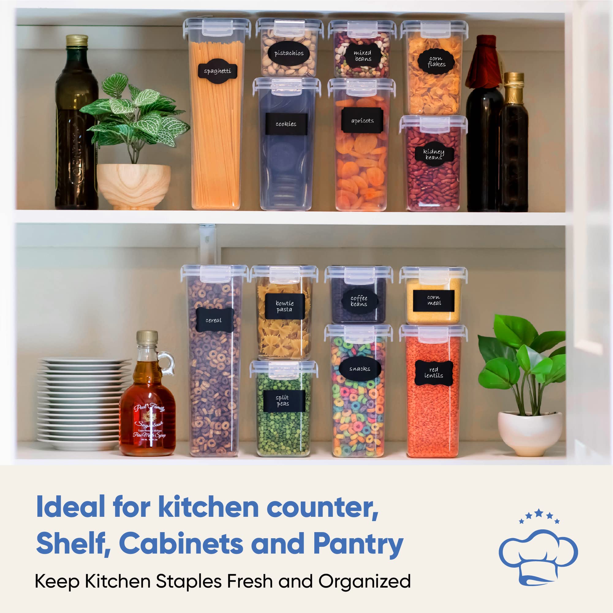 Chef's Path coffee and pasta storage containers for convenient access