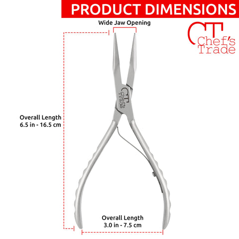 Chefs Trade non-slip grip tweezers provide precise deboning control.