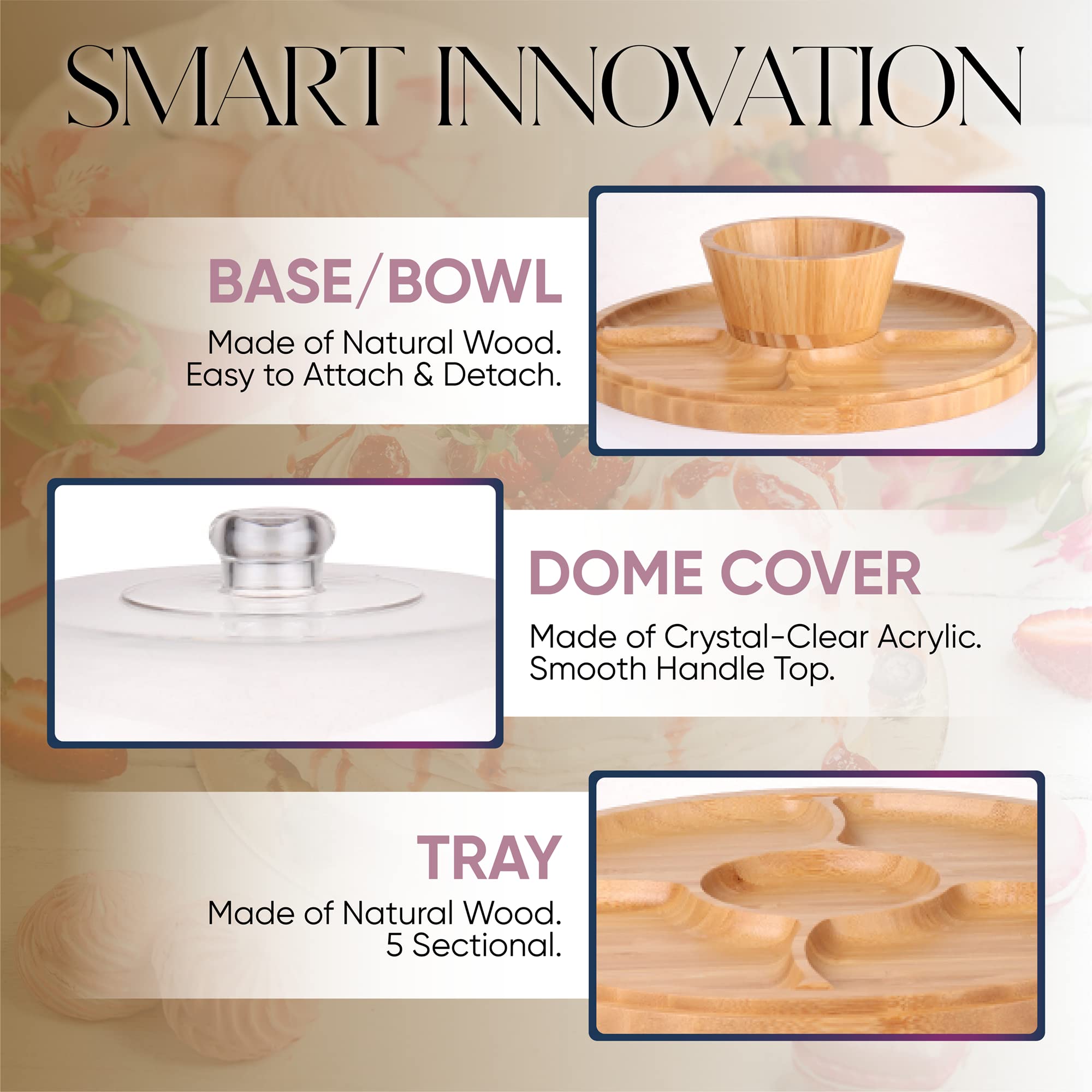 CHEF'S UNIQUE bamboo salad bowl stand for versatile serving options