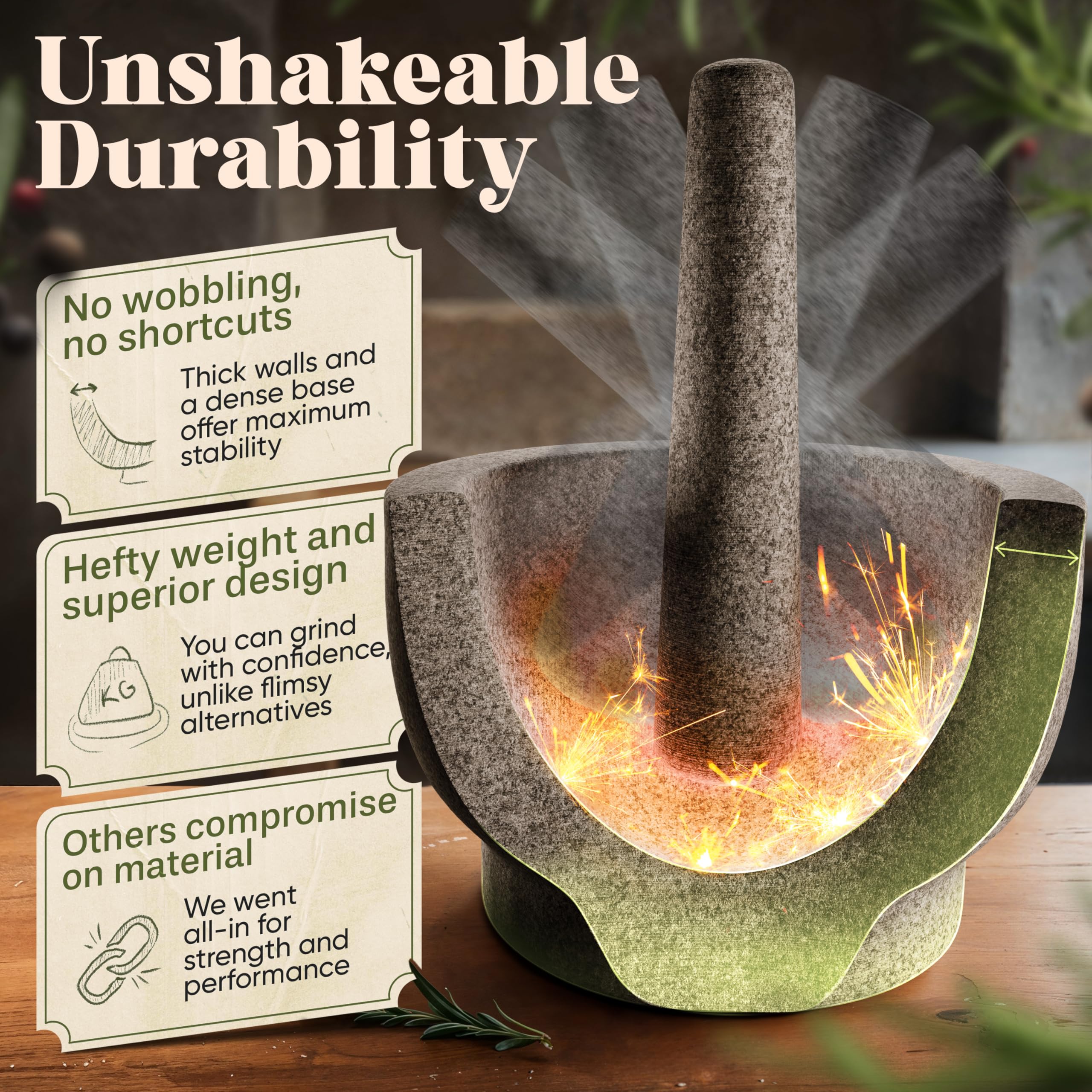 ChefSofi 8.5-inch pestle for tougher ingredients crushing and grinding