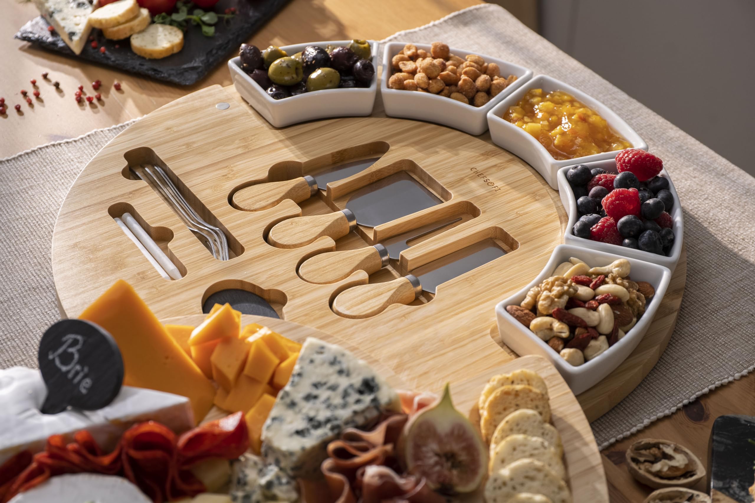 ChefSofi bamboo board enhances upscale gatherings with its premium German-inspired design.