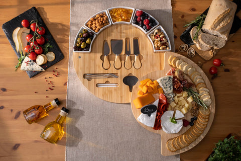ChefSofi ceramic bowls keep fruits and nuts neatly organized on the board.