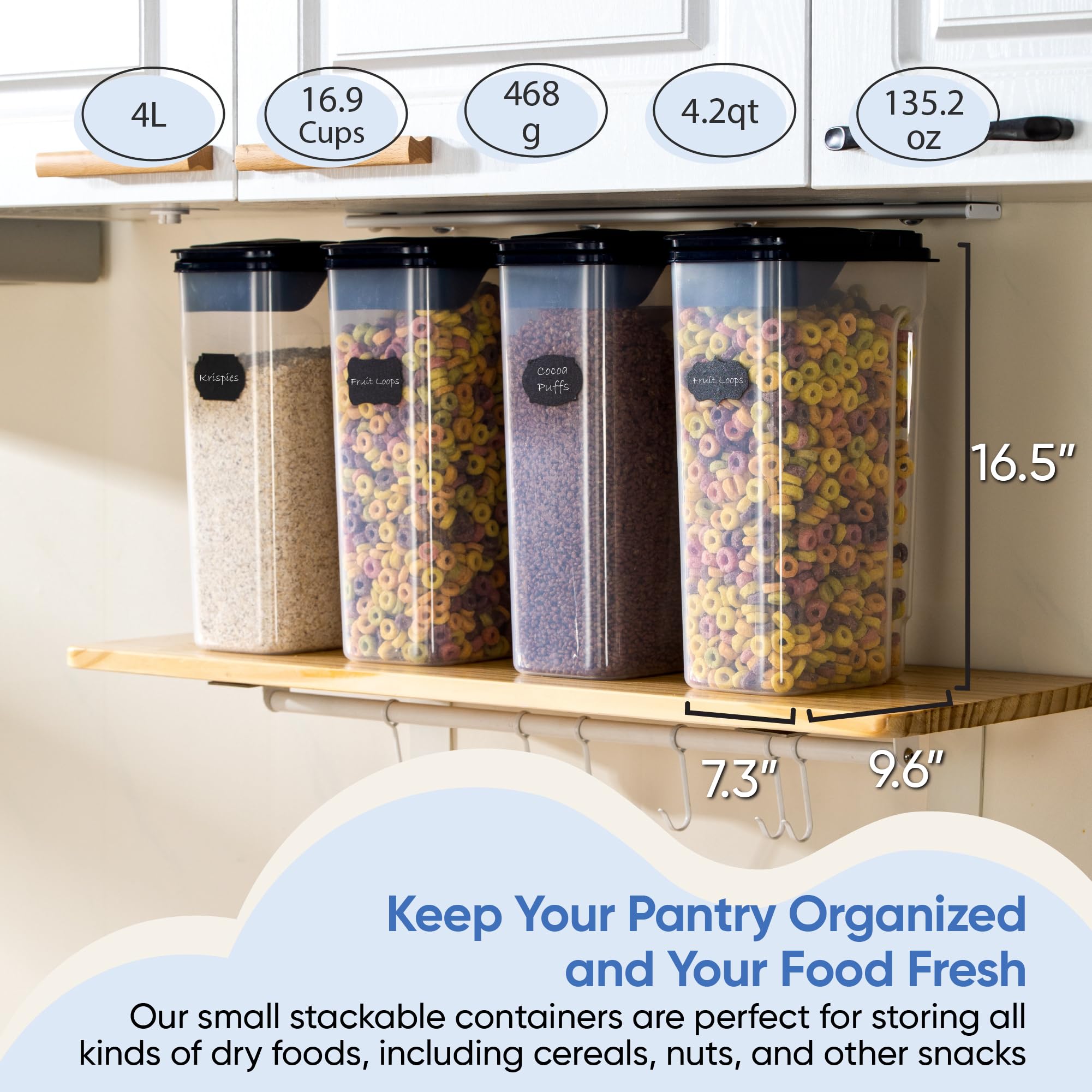 A kitchen scene showcasing Chef's Path containers on a shelf