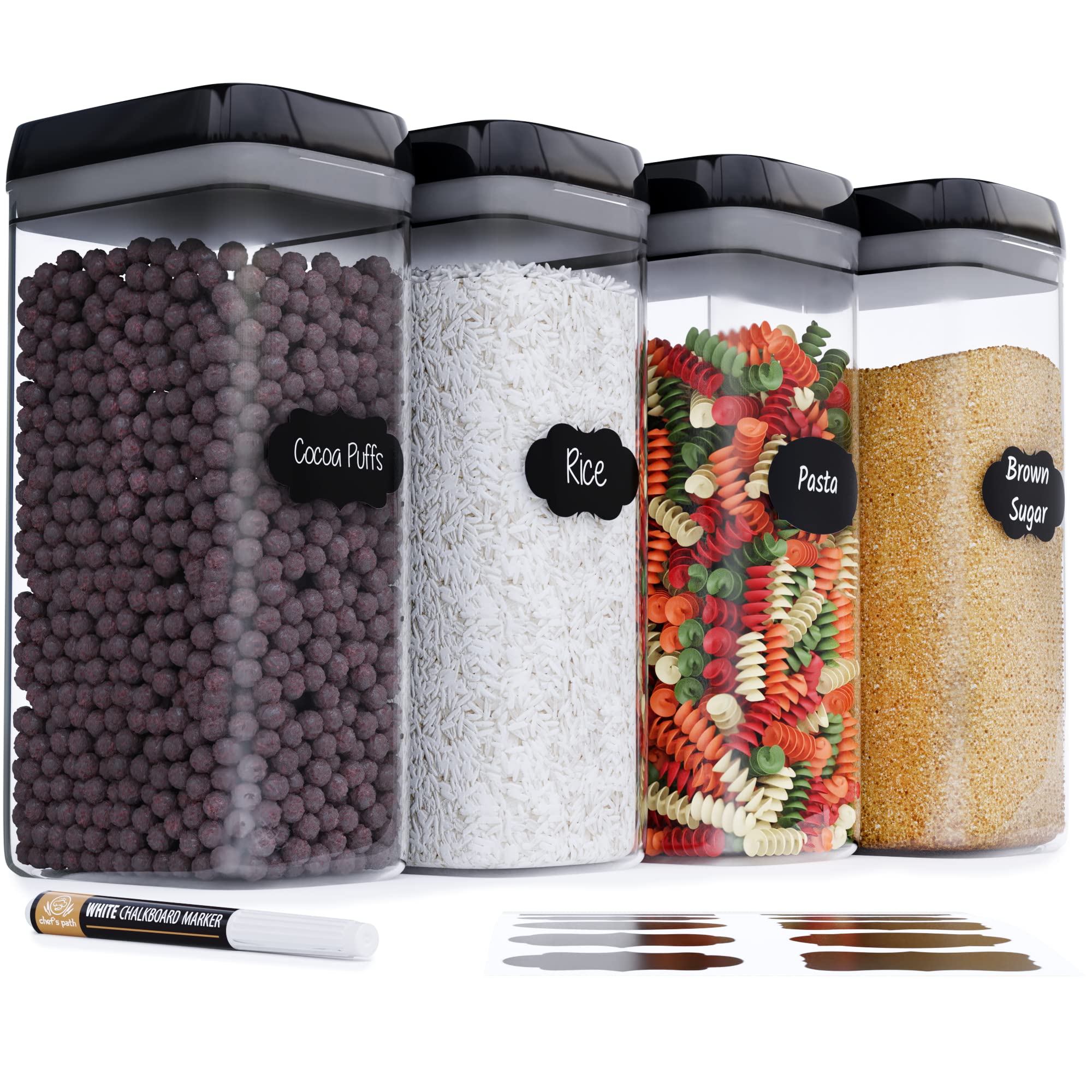 Chef's Path airtight containers in 4pc set keeping pasta fresh and organized