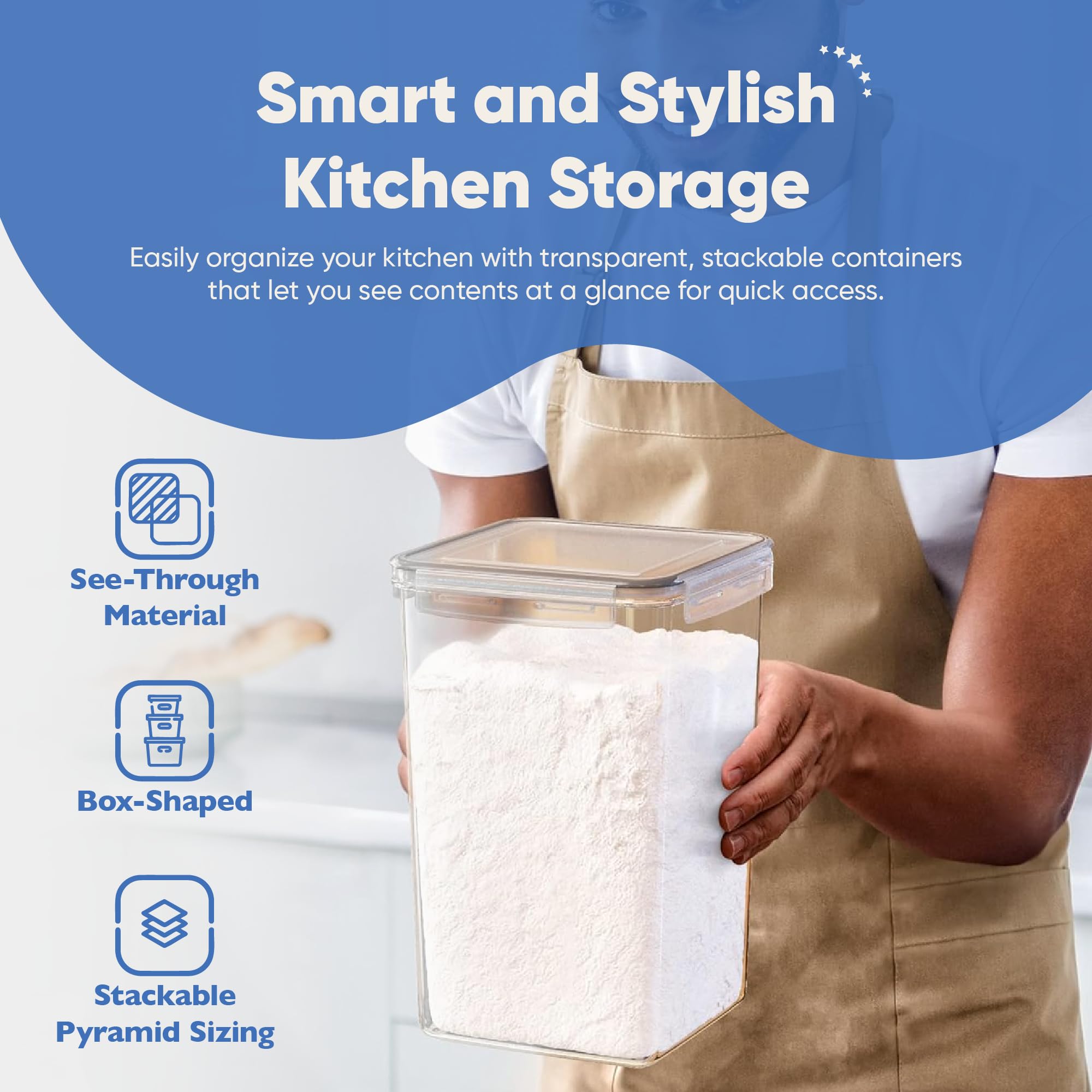 Chef's Path dishwasher-safe, BPA-free canister resists stains for daily pantry use.
