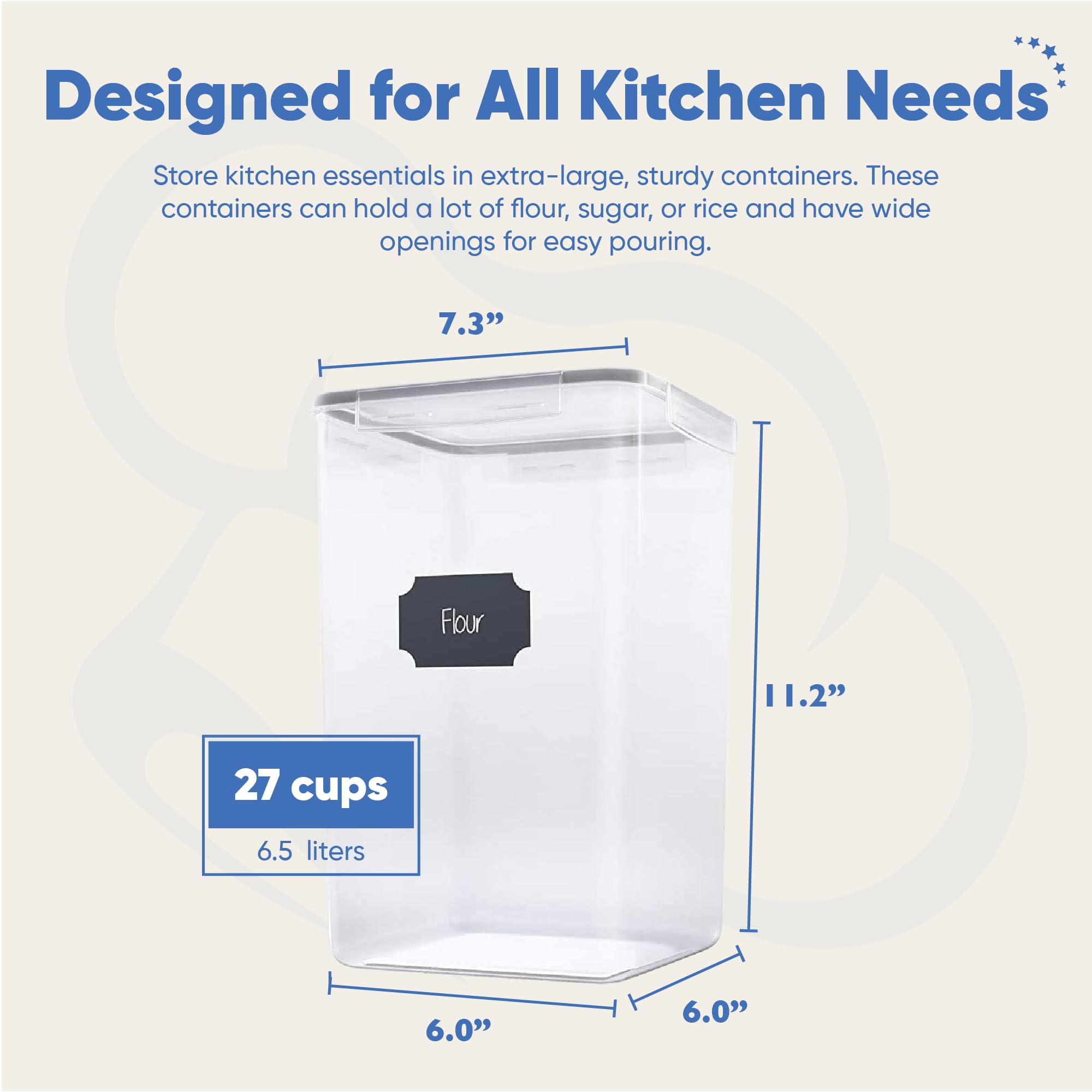 Chef's Path labels and chalkboard marker simplify organizing rice, sugar, and more.