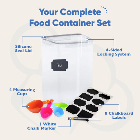 Chef's Path tall container with transparent body helps identify contents at a glance.