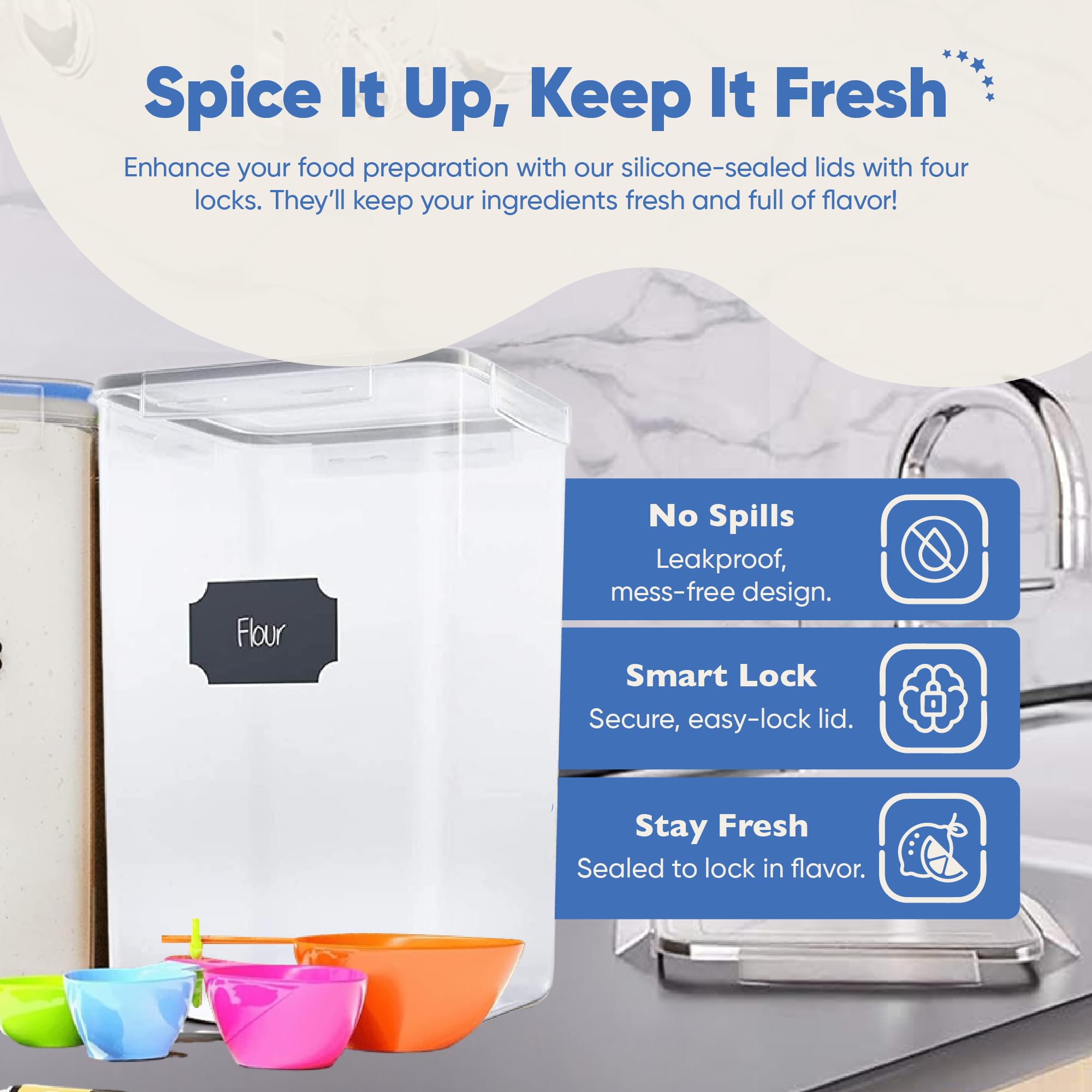 Chef's Path stackable design saves counter space and keeps shelves neat.