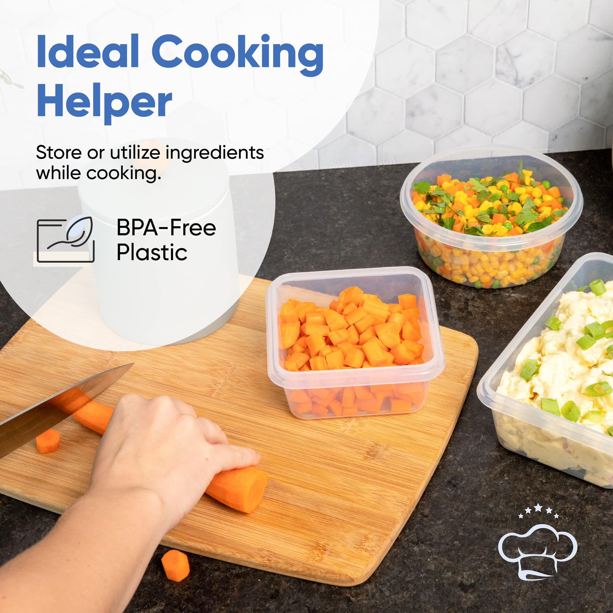 Chef's Path stackable design saves cabinet space and reduces clutter.