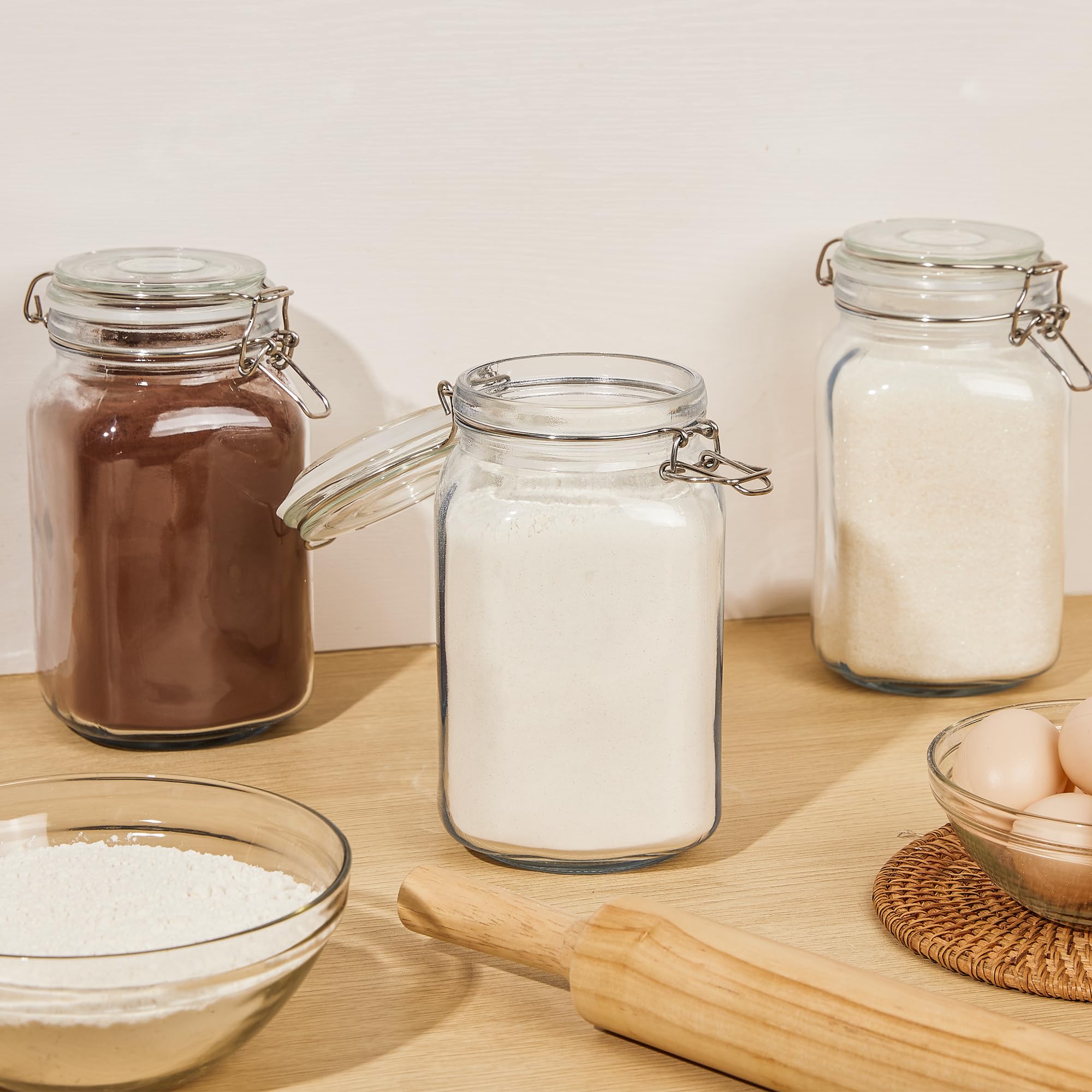 CHEFSTORY 50oz jars with reusable labels for simple content switching.
