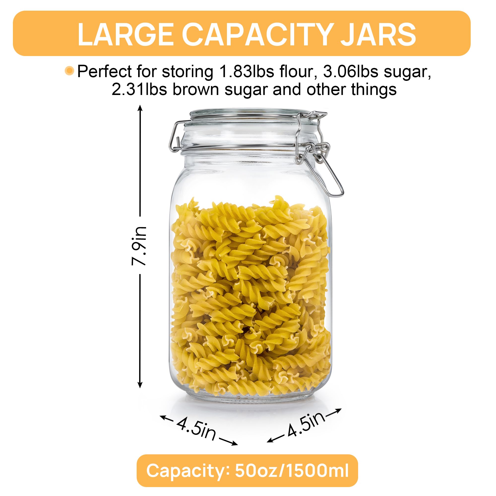 CHEFSTORY 50oz jar on countertop demonstrates compact, space-saving kitchen storage.