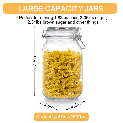 CHEFSTORY 50oz jar on countertop demonstrates compact, space-saving kitchen storage.