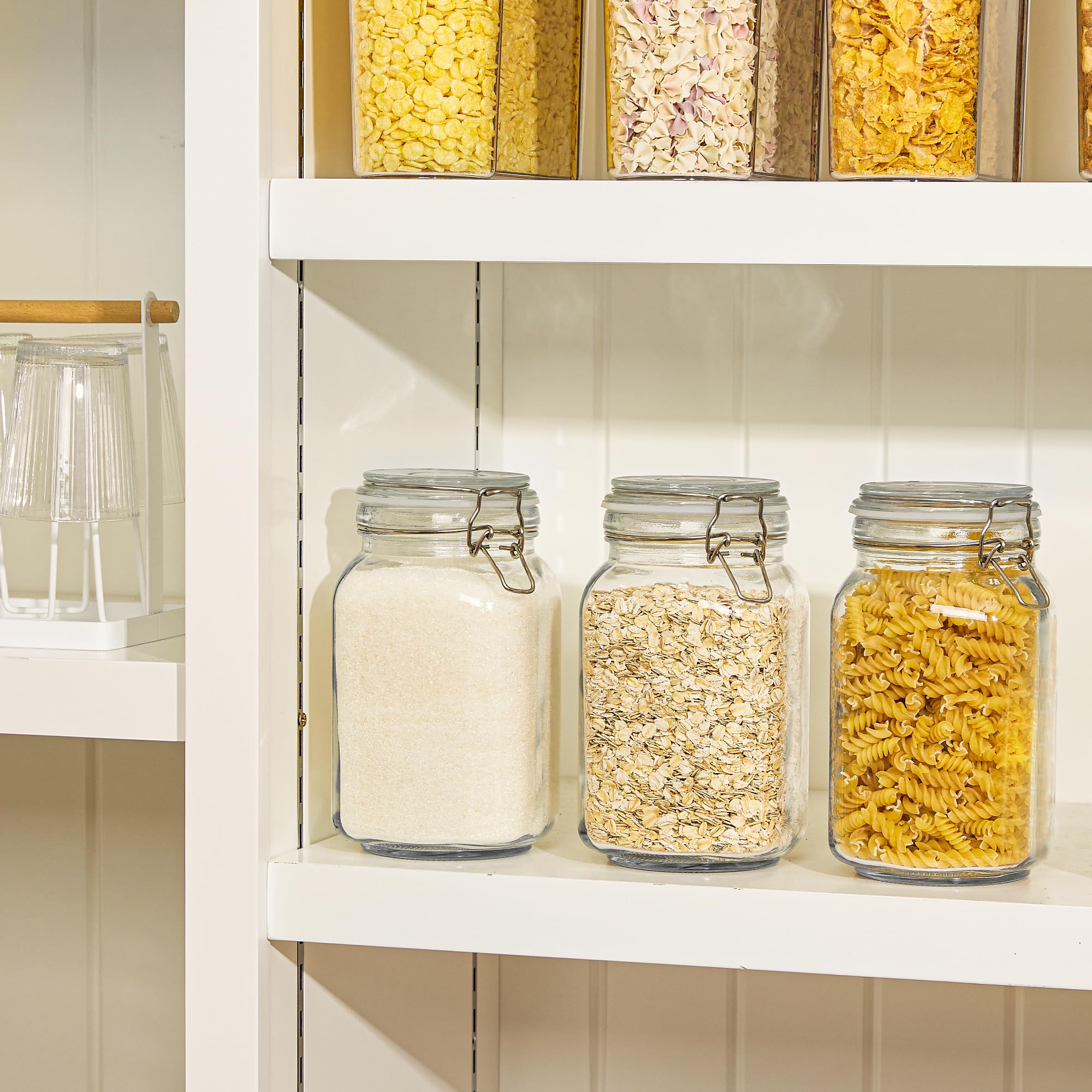 CHEFSTORY 50oz transparent glass jar shows contents at a glance.