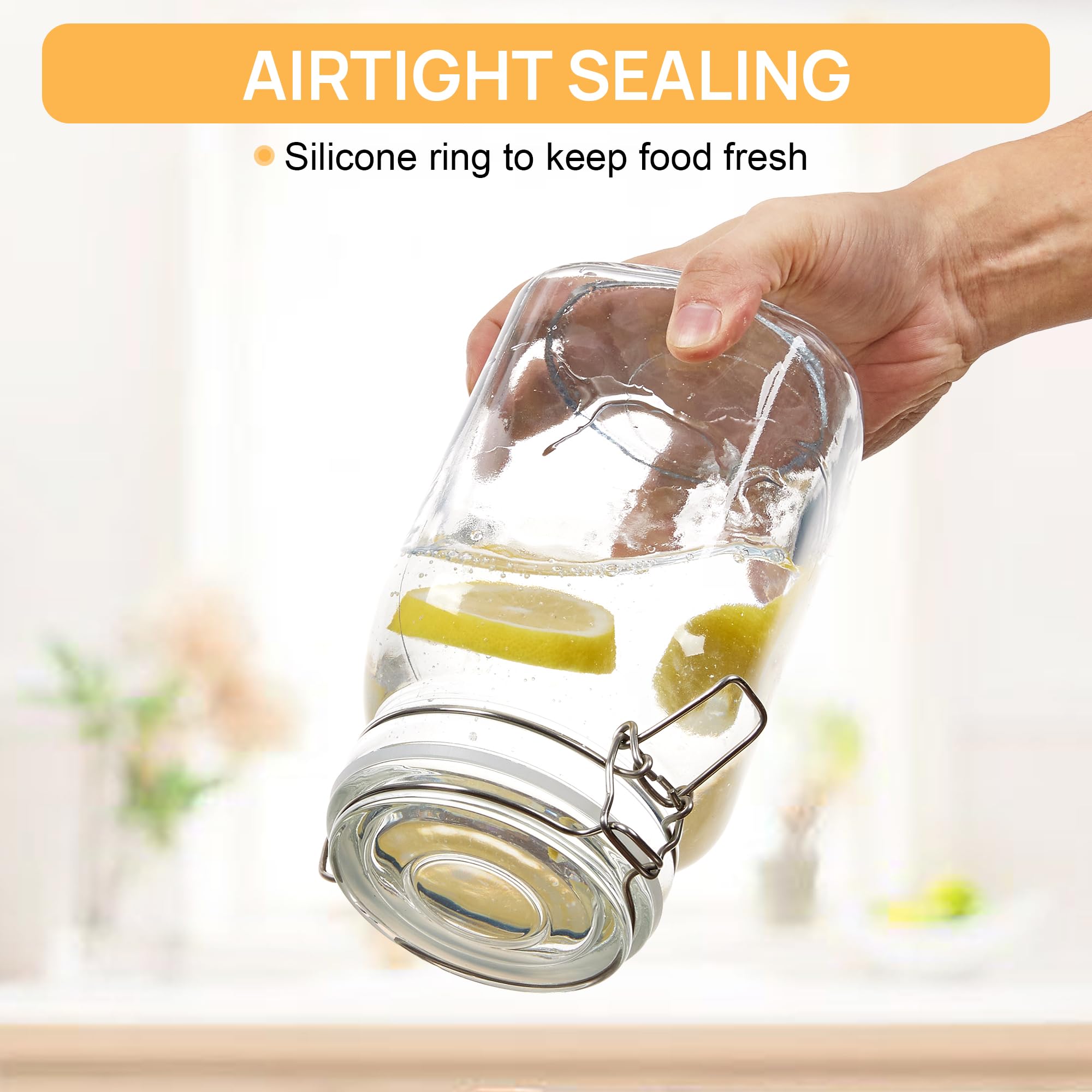 CHEFSTORY 50oz jar with wide opening for easy filling and retrieval.
