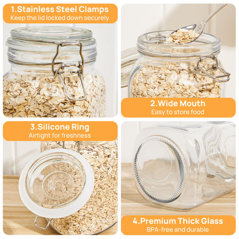 CHEFSTORY 50oz jar storing sugar and flour keeps ingredients fresh.