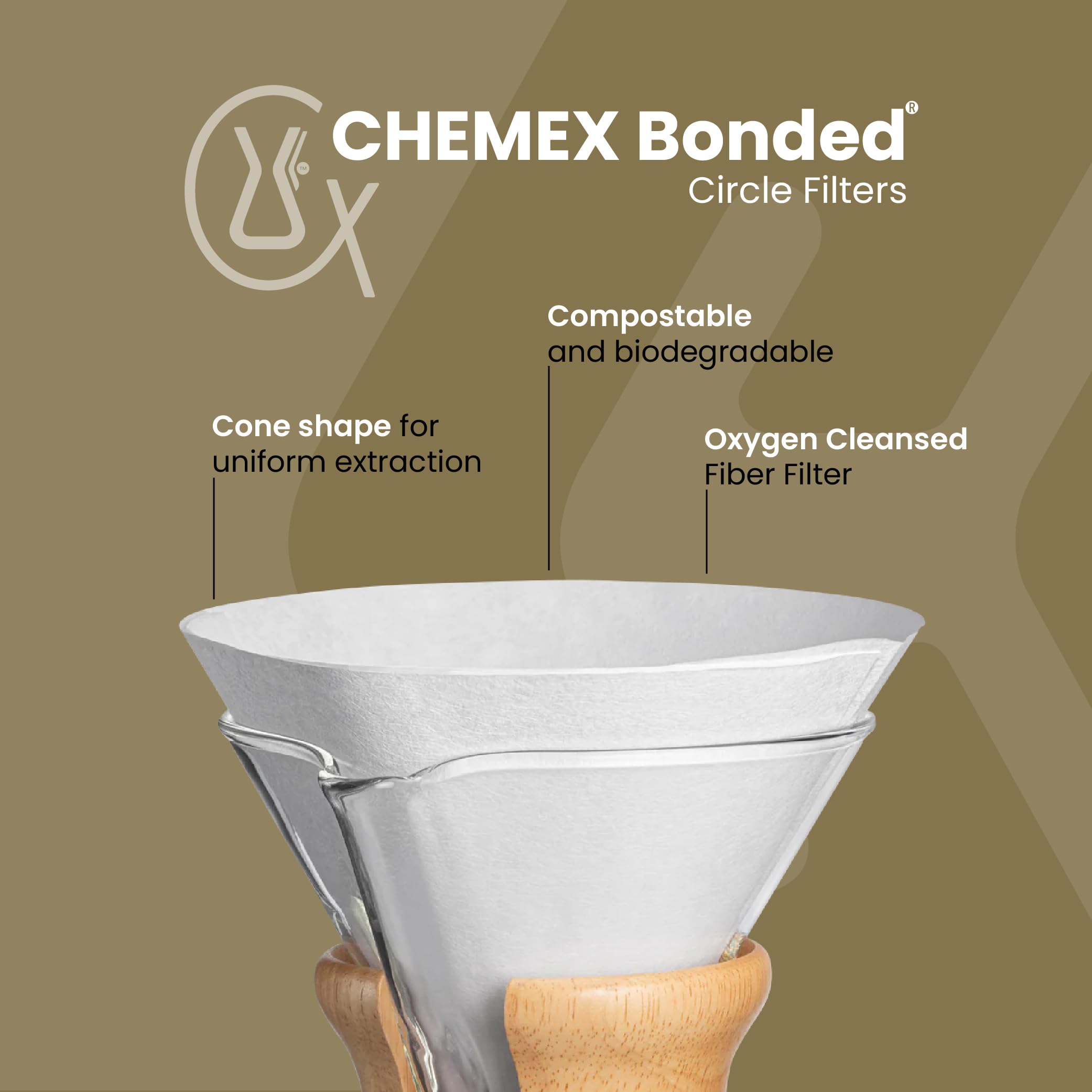 Chemex Bonded Filter Circle folding step image shows precise pre-folding for consistent brew.