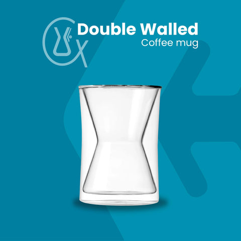 Chemex mug close-up shows sleek ceramic exterior and comfortable grip.