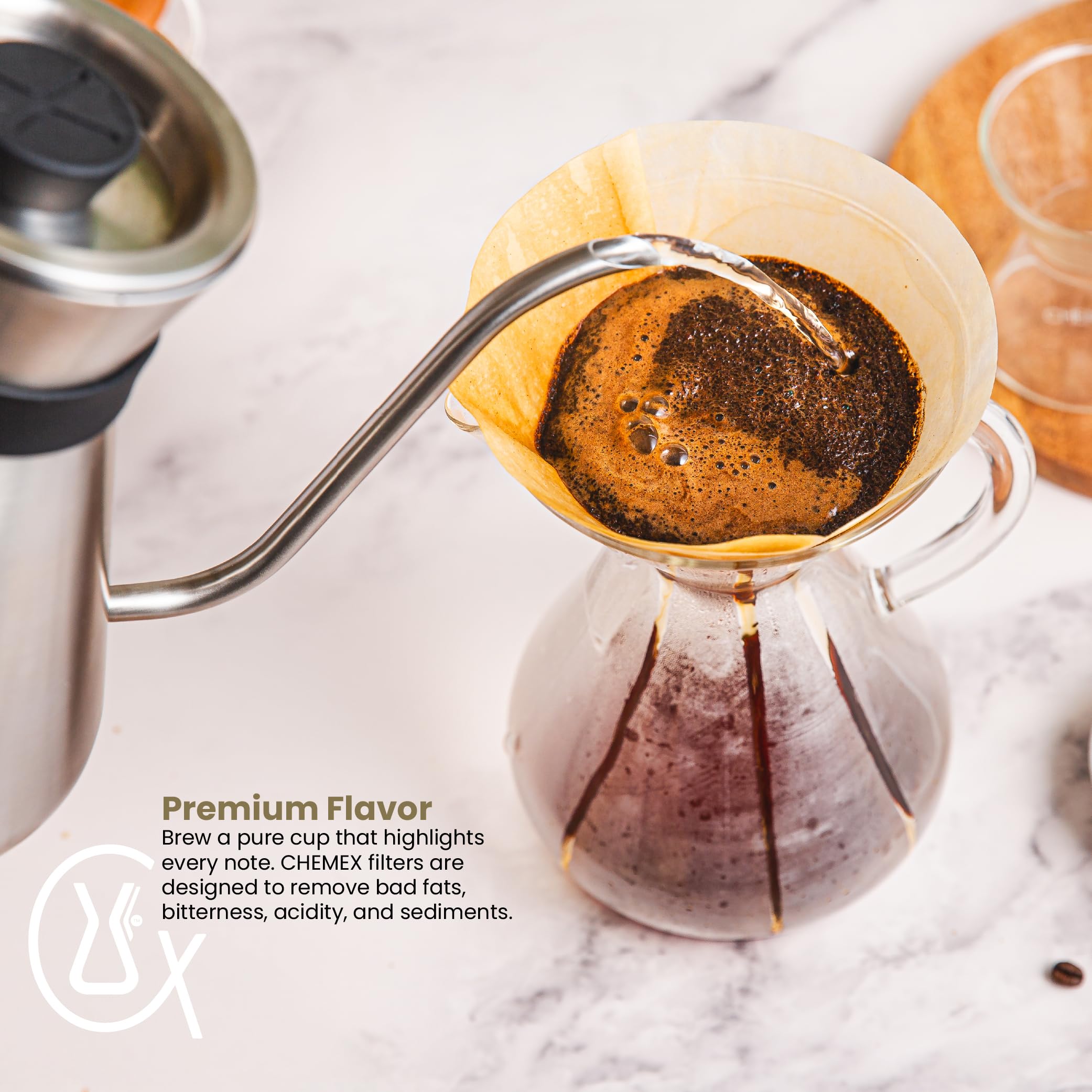 Chemex square filter in use, highlighting proper fit in a coffeemaker