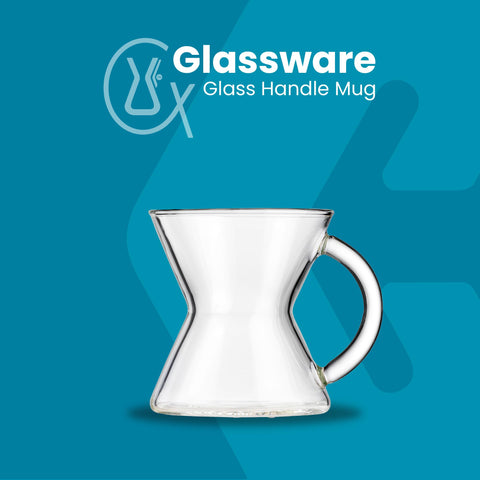 Chemex hand blown glass mug 10 oz handle close-up highlights crescent grip for comfort