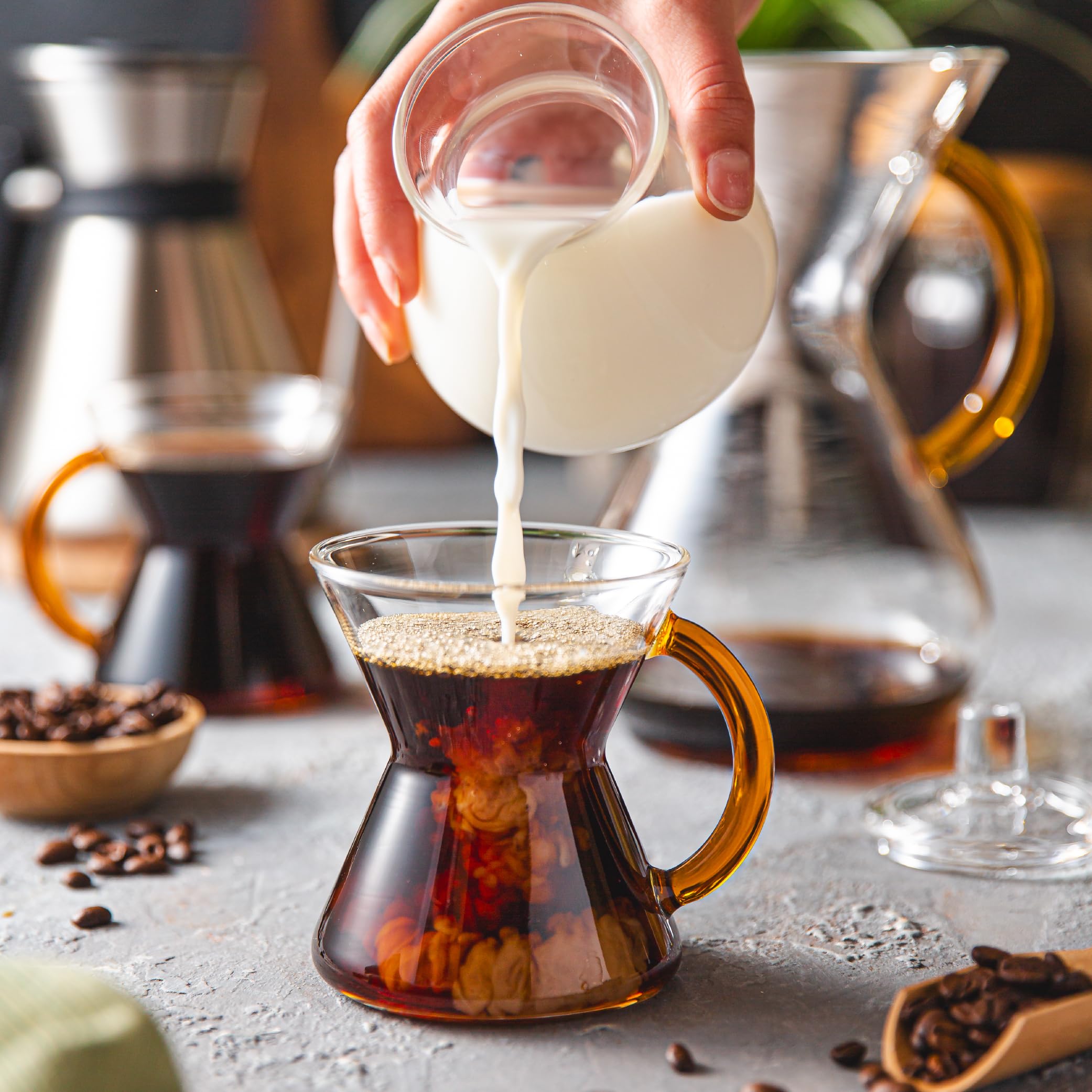 Chemex hand blown glass mug 10 oz lip detail emphasizes smooth pour and aroma