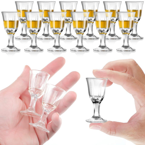CHENGU 12-pcs mini shot glasses with base for stable serving.