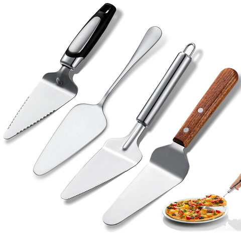 CHENGU 4-piece pie server set with wood handles for precise serving of cakes and pies